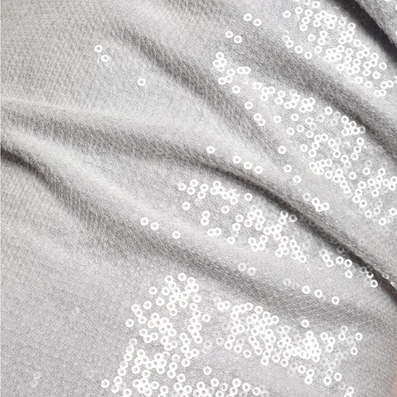 Moonlit Mood Light Blue Sequin Cowl Neck Lace-Up Mini Dress - Picture 3 of 5